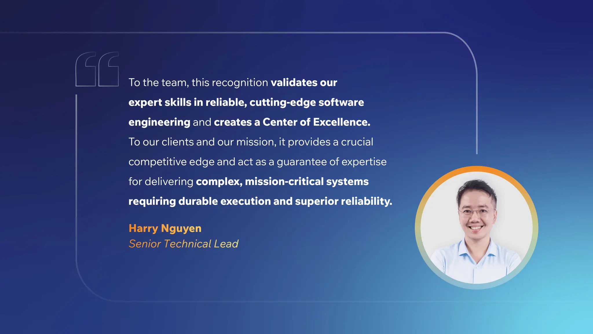 Quote from Senior Technical Lead